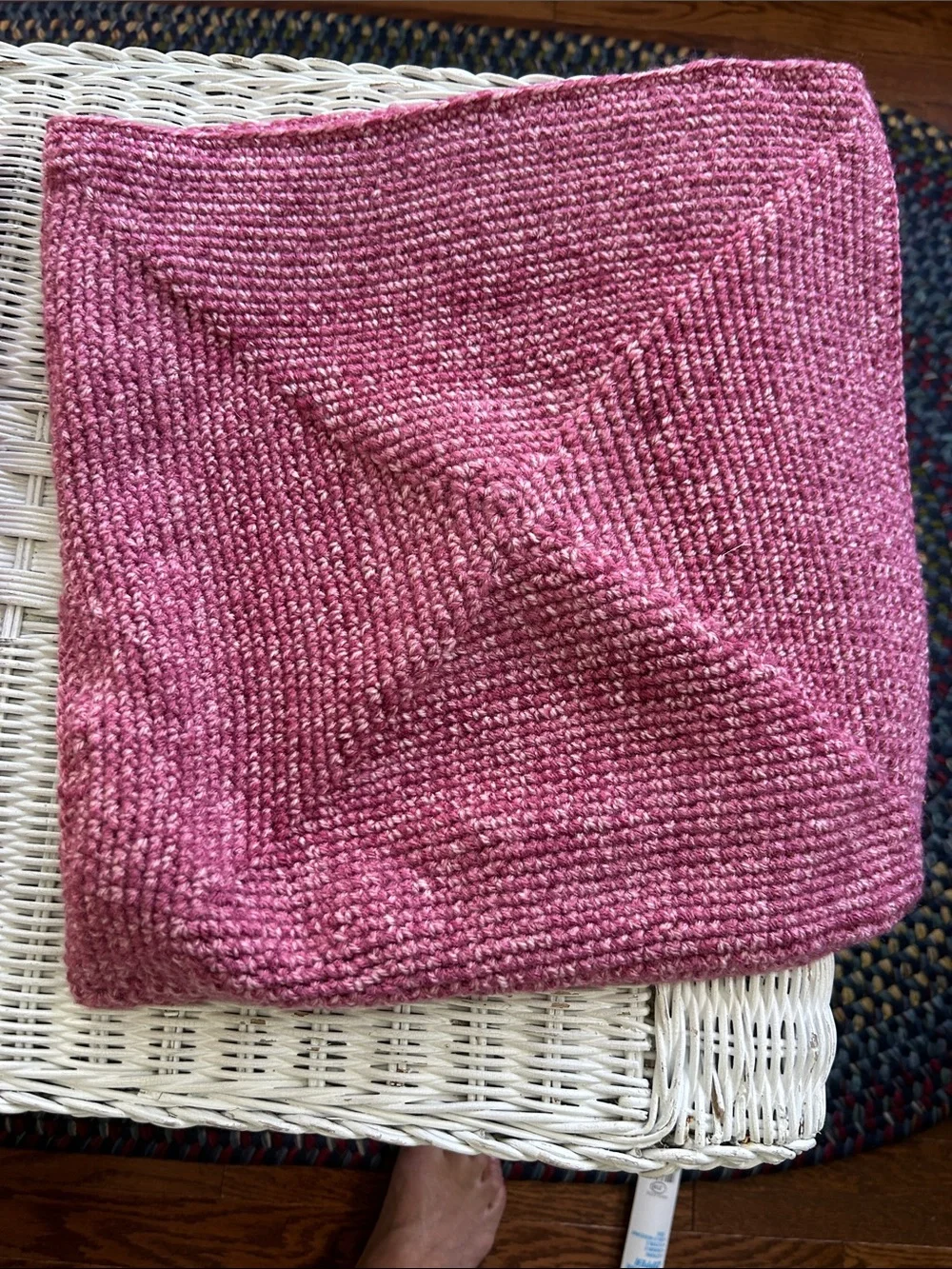 2 Hand Crafted Rose Pink Crochet Accent Pillow Cover Unfinished
